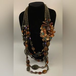 Runway Oversized Five Strand Multicolor Bead Statement Necklace